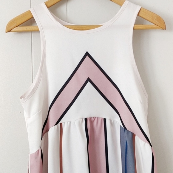 Retro color block baby doll long dress, S - Picture 3 of 6